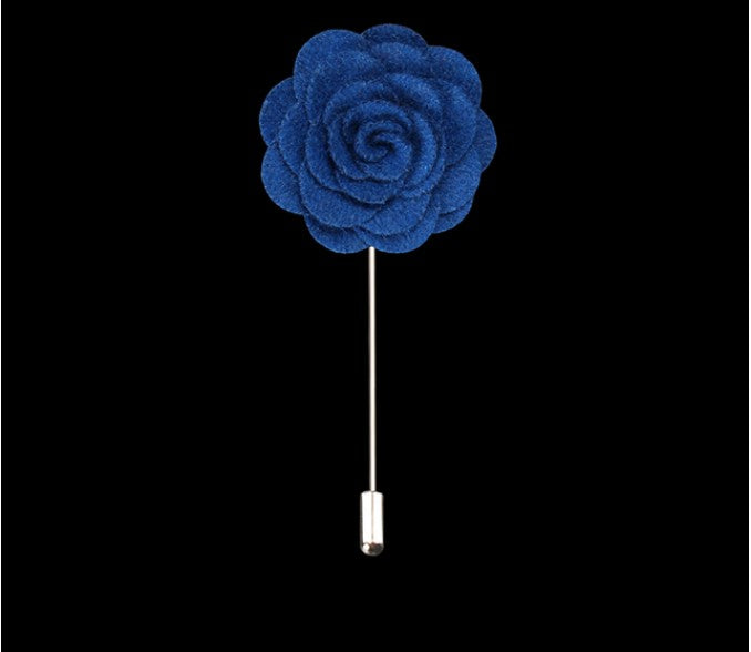 Suede Cobalt Blue Flower Lapel Pin