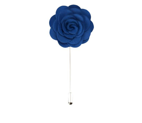 Suede Cobalt Blue Flower Lapel Pin