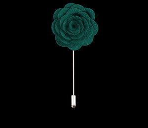 Suede Green Flower Lapel Pin