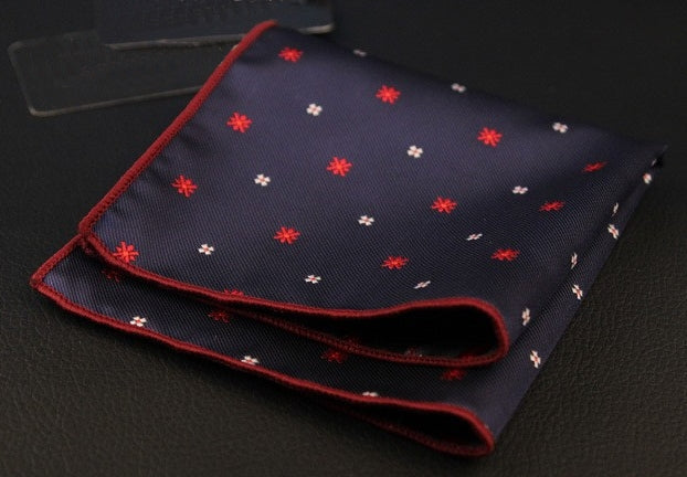 Dark Blue and Red Asterix Pocket Square