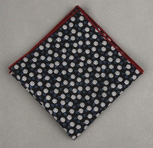 White Floral Sketch Pocket Square