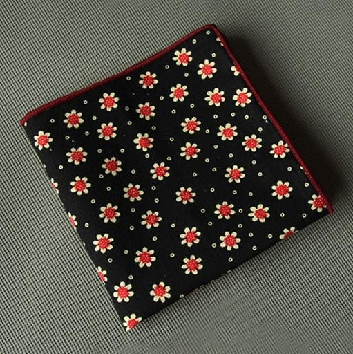 Red and White Floral Pocket Square