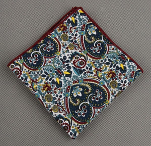Teal & White Paisley Pocket Square