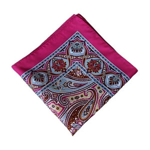 Magenta & Turquoise Paisely Pocket Square