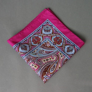 Magenta & Turquoise Paisely Pocket Square