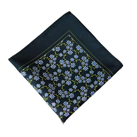 Dark Green Floral Pocket Square