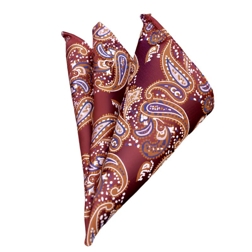 Dark Red Paisley Pocket Square