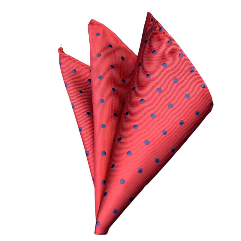 Blue Polka dots on Red Pocket Square