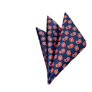 Orange & Blue Paisley Pocket Square