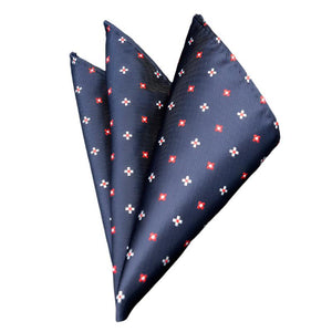 Geometric Flower Ink Blue Pocket Square