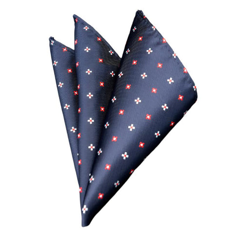Geometric Flower Ink Blue Pocket Square