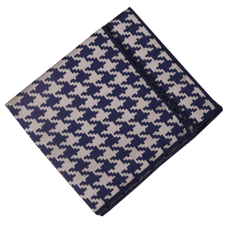 Navy Blue Houndstooth Pocket Square