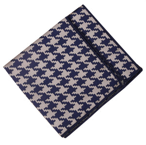 Navy Blue Houndstooth Pocket Square