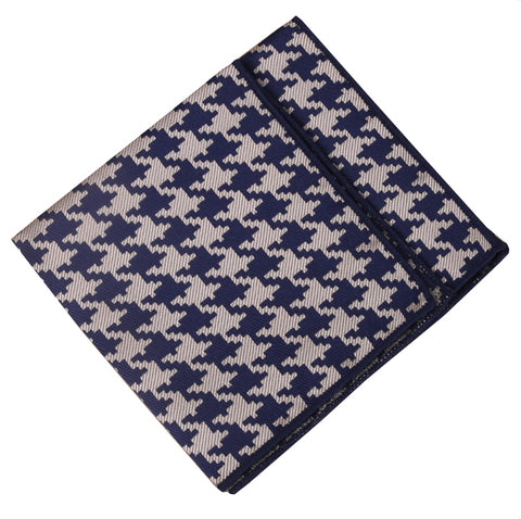Navy Blue Houndstooth Pocket Square