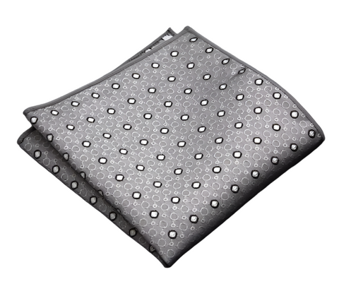 Circle Chain Grey Pocket Square