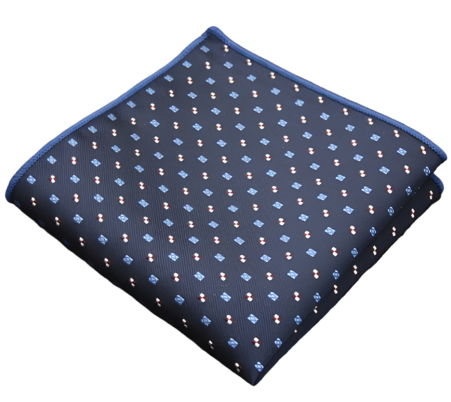 Geometric Squares Dark Blue Pocket Square
