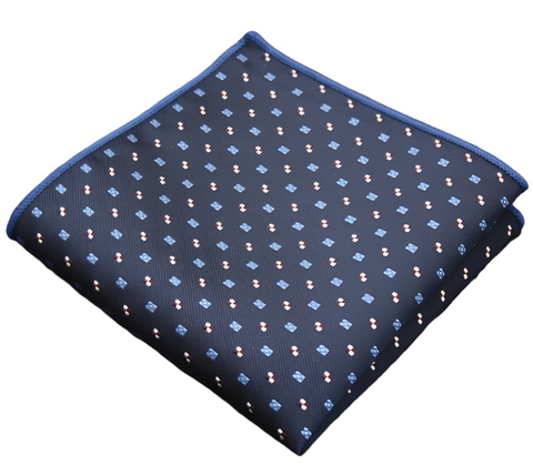 Geometric Squares Dark Blue Pocket Square