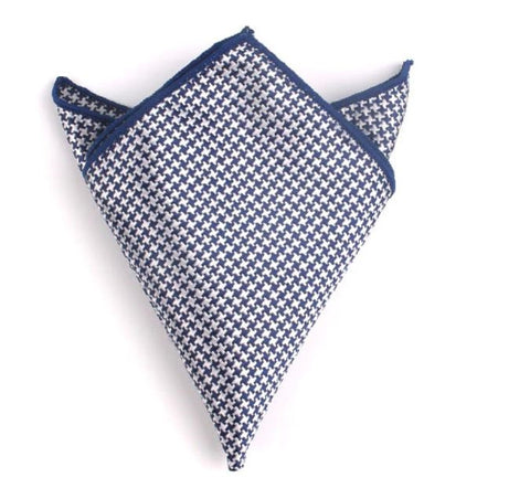 Dark Blue & White Houndstooth Pocket Square