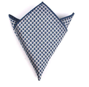 Dark Blue, Light Blue & White Houndstooth Pocket Square