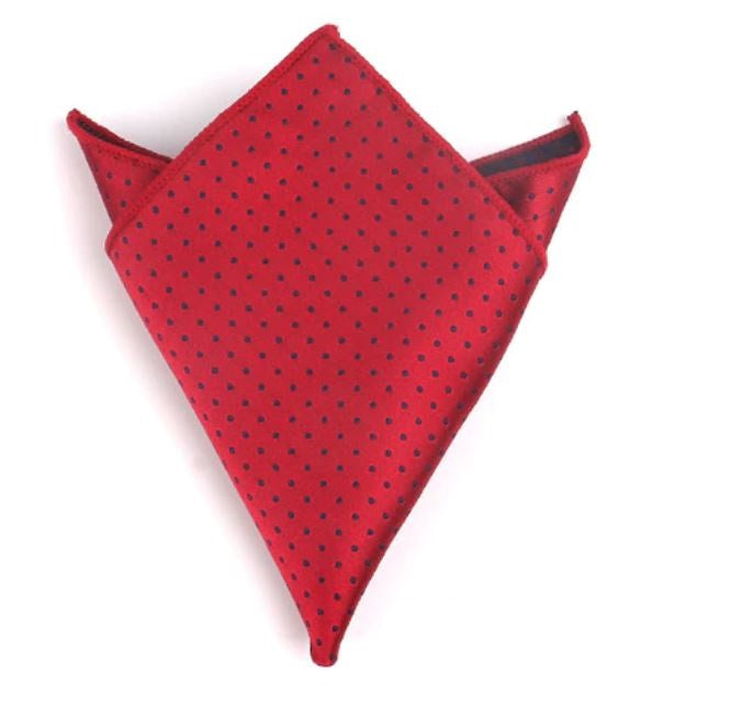Mini Black Polka dots on Wine Red Pocket Square