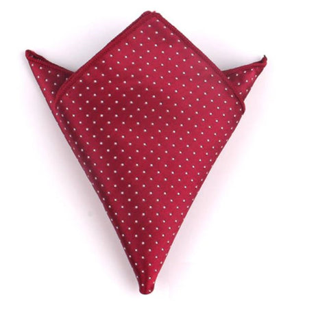 Mini White Polka dots on Wine Red Pocket Square