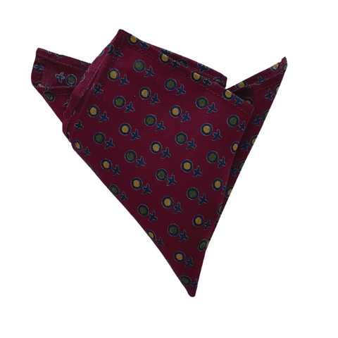 Abstract naughts and crosses Burgundy Pocket Square