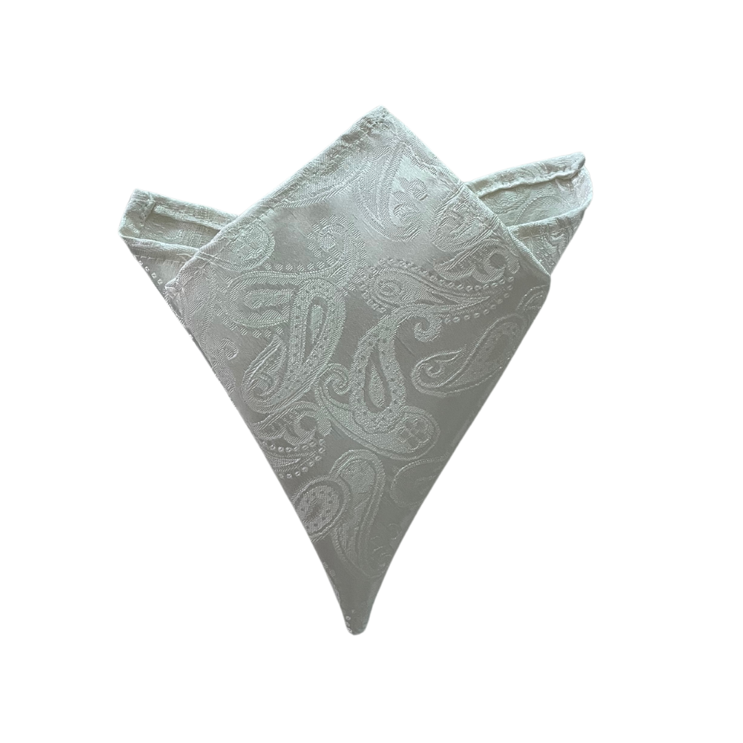 Groom's Luxury Paisley White Pocket Square
