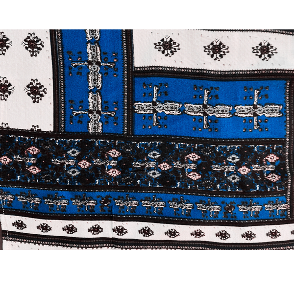 Vintage Printed Blue & White Pocket Square