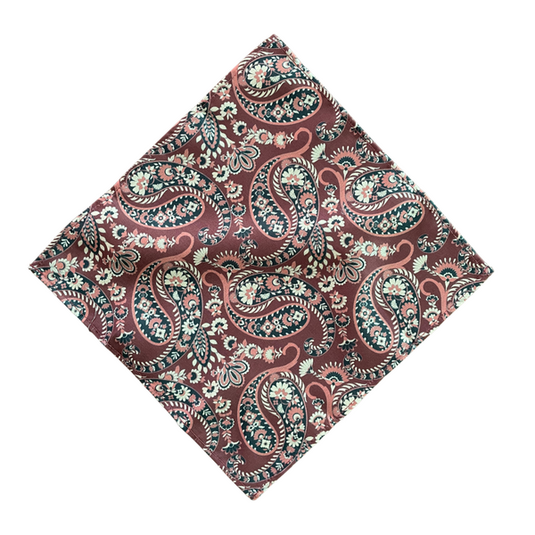 Vintage Block Print Paisley Red Pocket Square