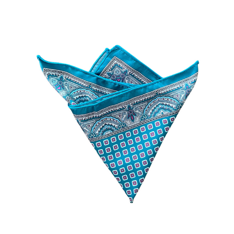 Vintage Teal & Fuschia Pocket Square