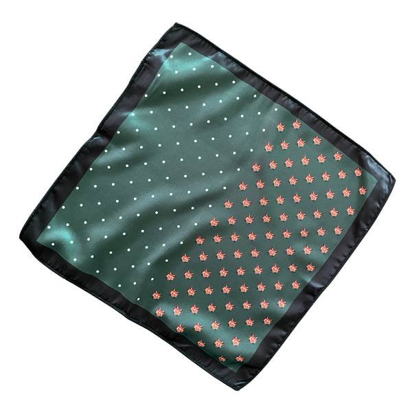 "What does the fox say?" Dark Green & Black Pocket Square