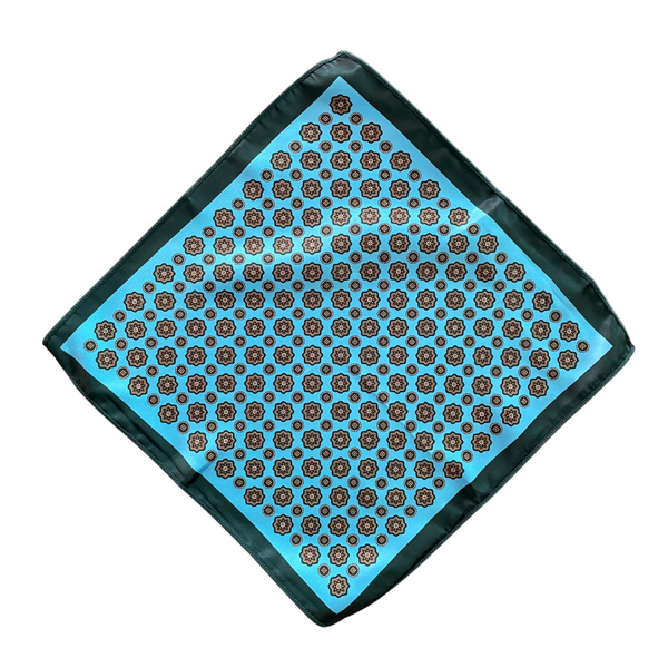 Vintage Print Turquoise & Dark Green Pocket Square