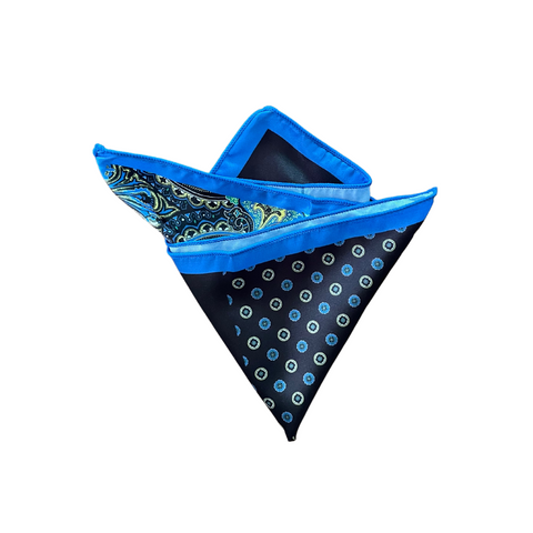 Green, Blue & Black Paisley Pocket Square