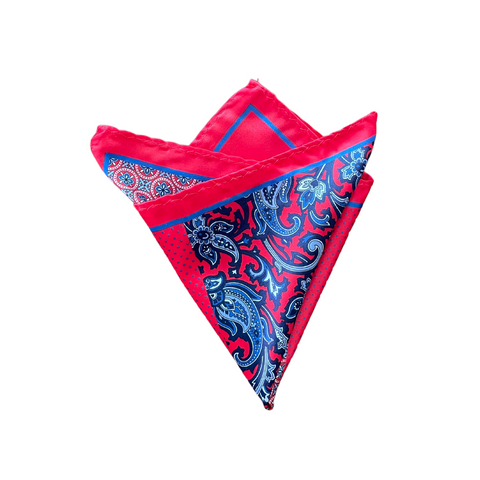 Red & Blue Paisley Pocket Square