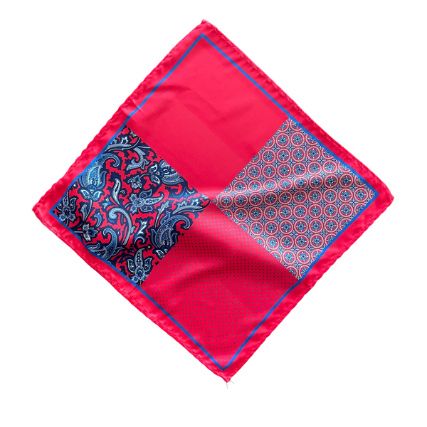Red & Blue Paisley Pocket Square