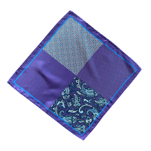 Purple & Blue Paisley Pocket Square