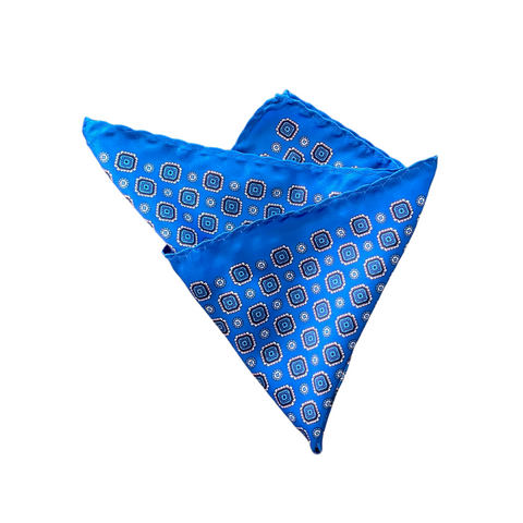 Vintage Print Shades of Blue Pocket Square