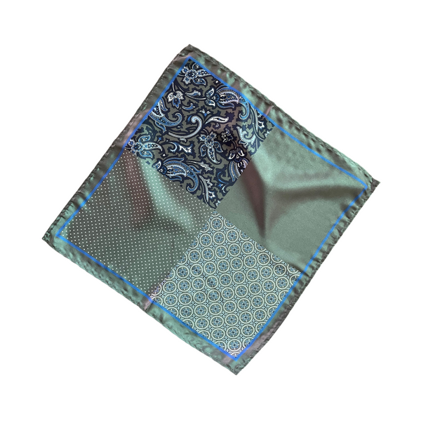 Grey & Blue Paisley Pocket Square