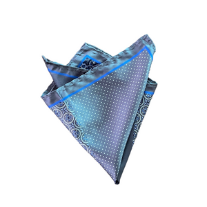 Grey & Blue Paisley Pocket Square