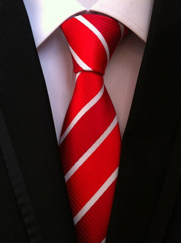 Red and White Candy Striped Regular Tie