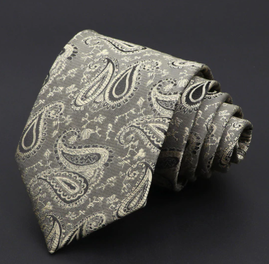 Silver Paisley Regular Tie