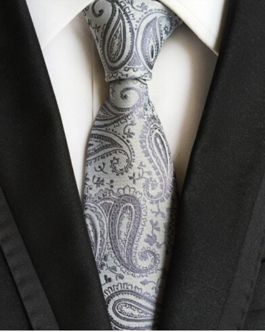 Grey Paisley Regular Tie