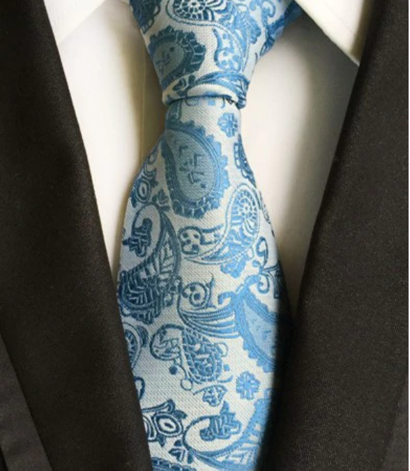Light Blue Paisley Regular Tie