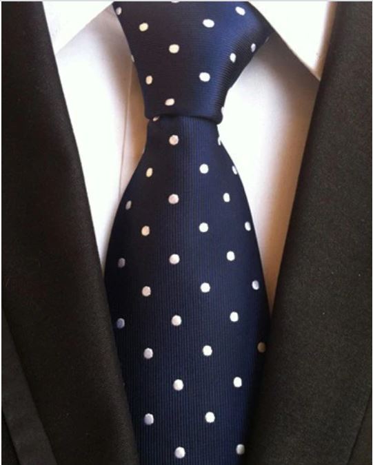 Navy Blue Polka Dots Regular Tie
