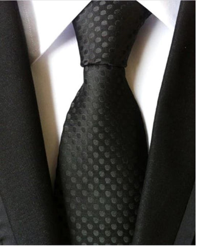 Black Embossed Polka Dots Regular Tie