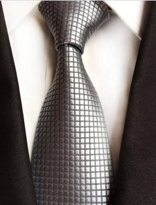 Silver Grid Regular Tie
