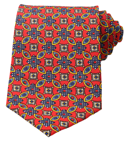 Classic Vintage Red, Blue & Yellow Regular Tie