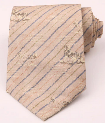 Light Beige & Blue Stripes Shepard Dog Vintage Regular Tie