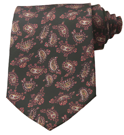 Mauve Paisleys on Black Vintage Regular Tie