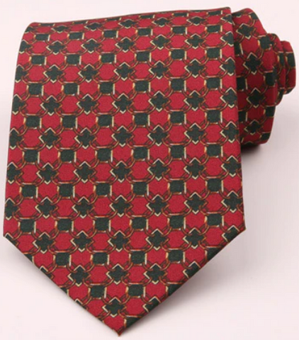 Chain Linked Black Squares on Red Vintage Regular Tie